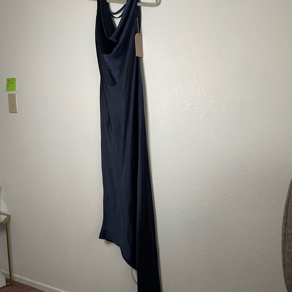 Meshki Asymmetrical Navy Dress